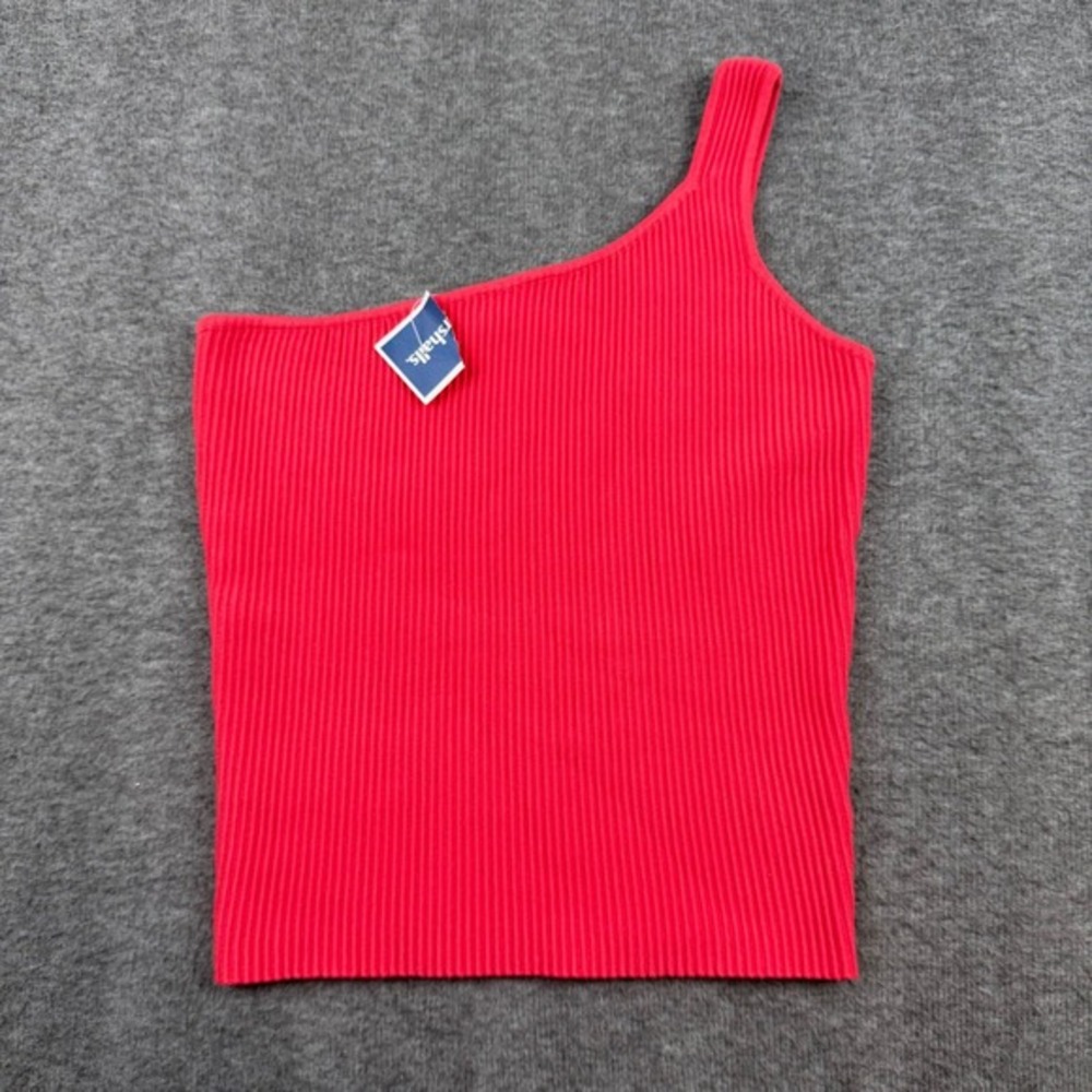 House of Harlow 1960 One Shoulder Tank Top Women's Small‎ Red Ribbed Knit NEW